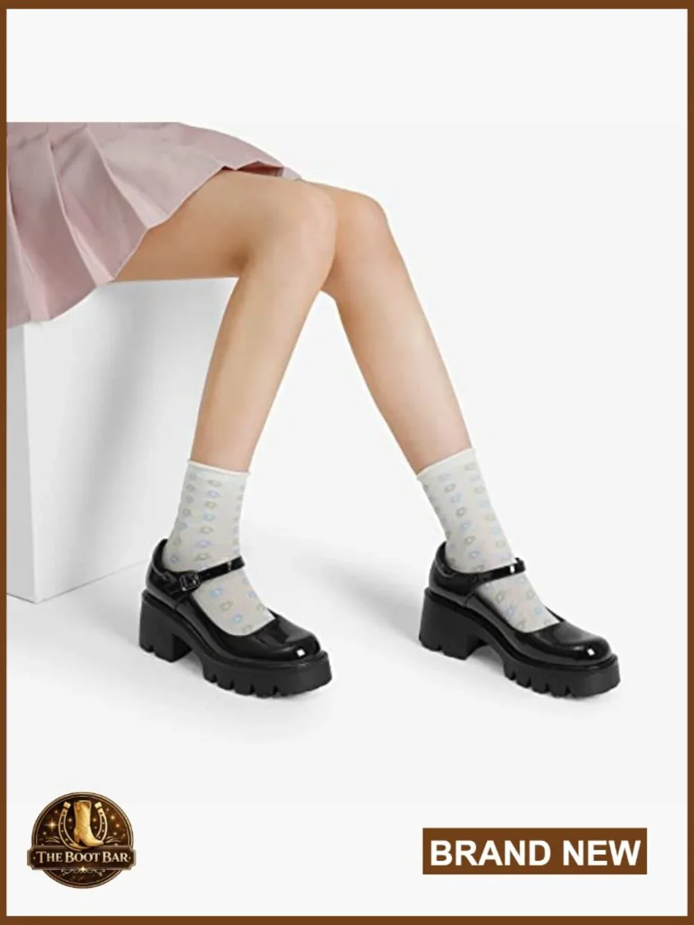 Chunky Platform Mary Jane Pumps - 2.6 inch Heel, Round Toe, Ankle Strap